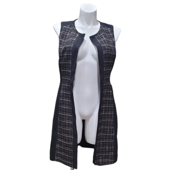 Vince Camuto Sleeveless A-line Dress Black Tweed Detail Women Sz M with Pockets - Picture 6 of 13